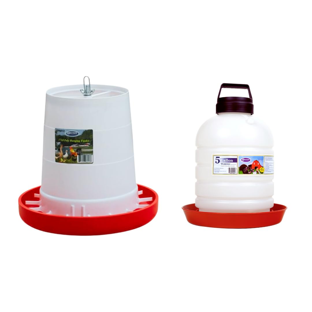 5 Gallon Automatic Poultry Waterer and Feeder Combo Pack N27862