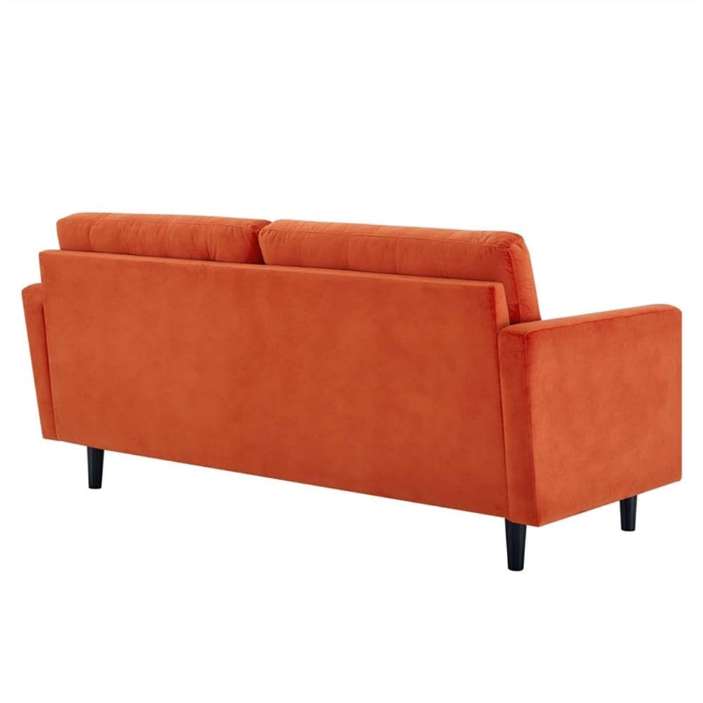 Orange Velvet Tufted Sofa with Black Wood Legs L563006