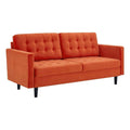 Orange Velvet Tufted Sofa with Black Wood Legs L563006