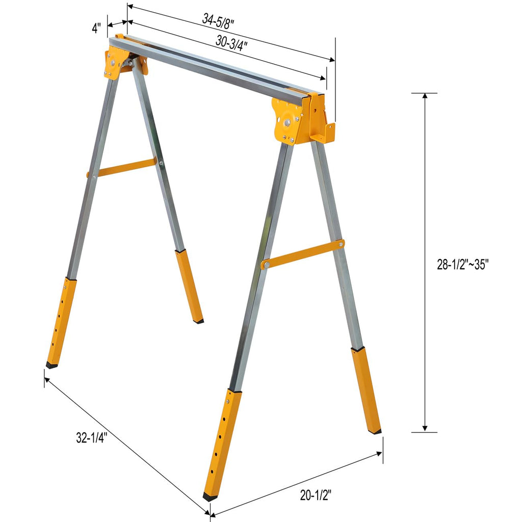 2 Pack Adjustable Height Folding Steel Sawhorse R780