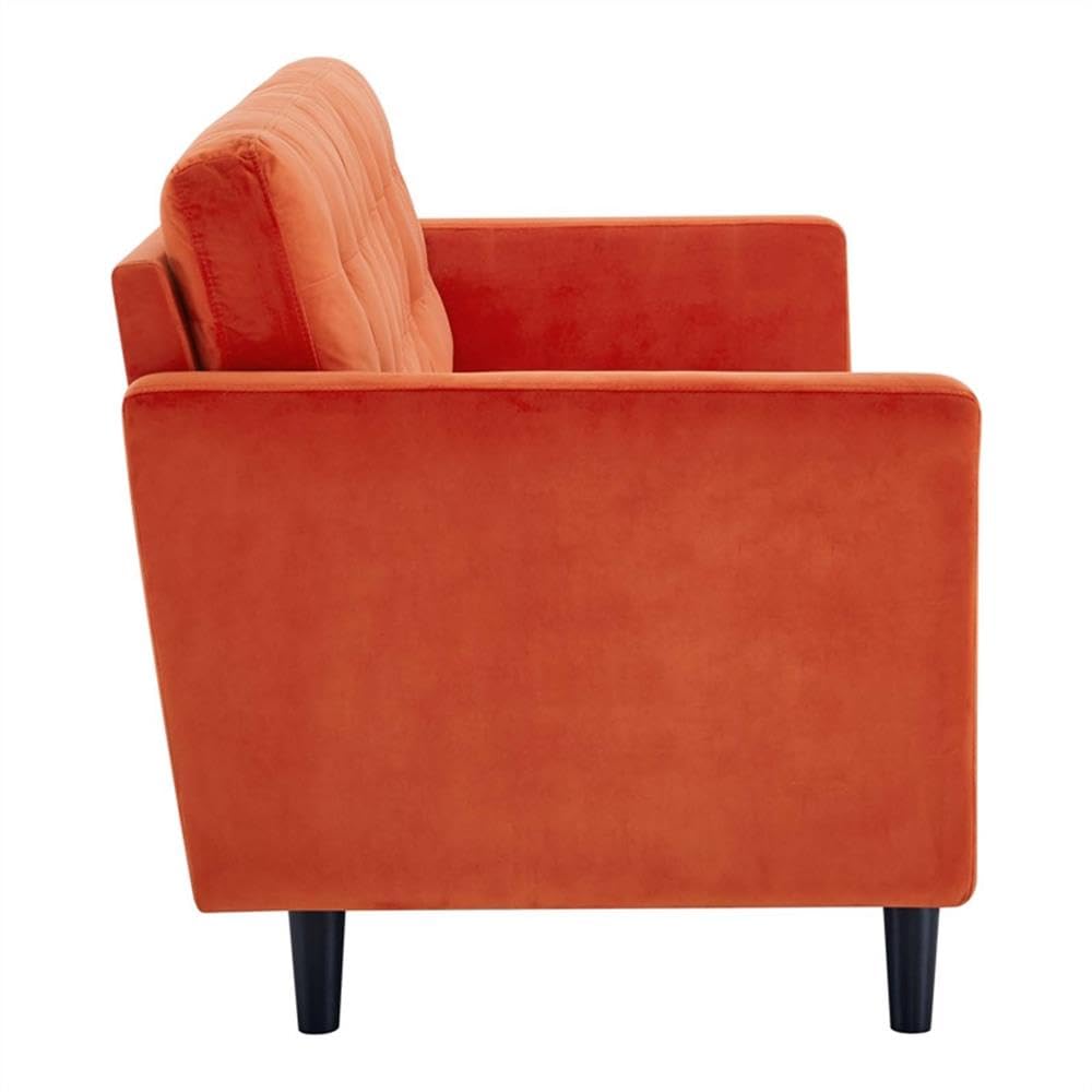 Orange Velvet Tufted Sofa with Black Wood Legs L563006