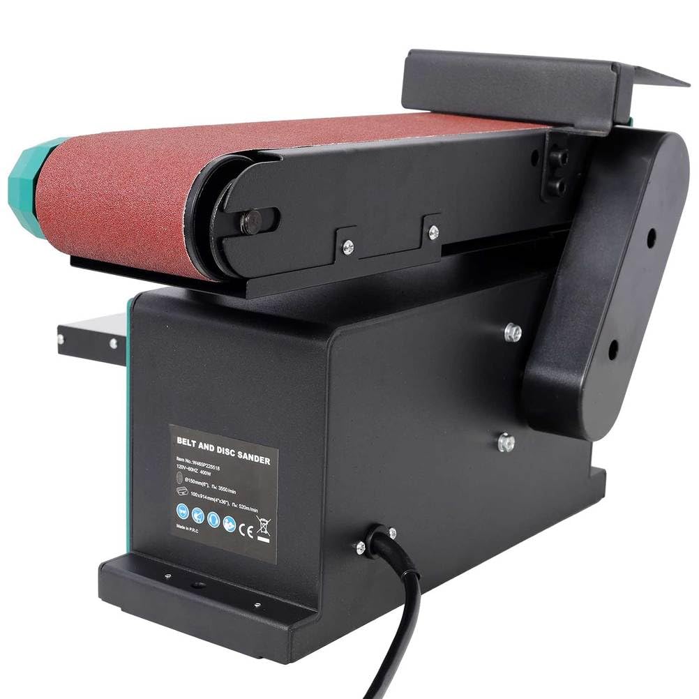 Benchtop Belt and Disc Sander, 4x36 Belt & 6" Disc, 0–90° Adjustable Table, Cast Iron Base, 120V Heavy Duty Sanding Machine R4501