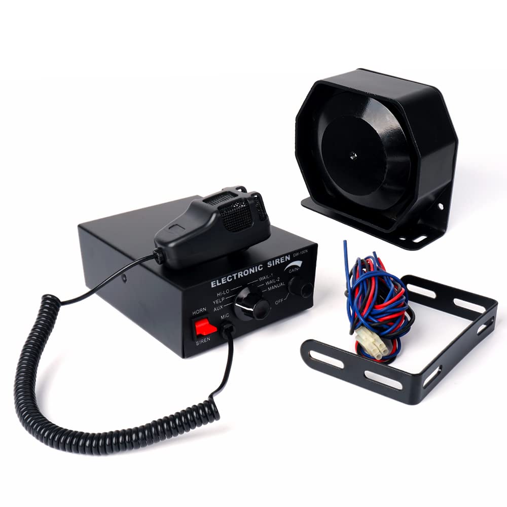 12V 100W 7 Tone Warning Speaker Siren Set with Microphone K108