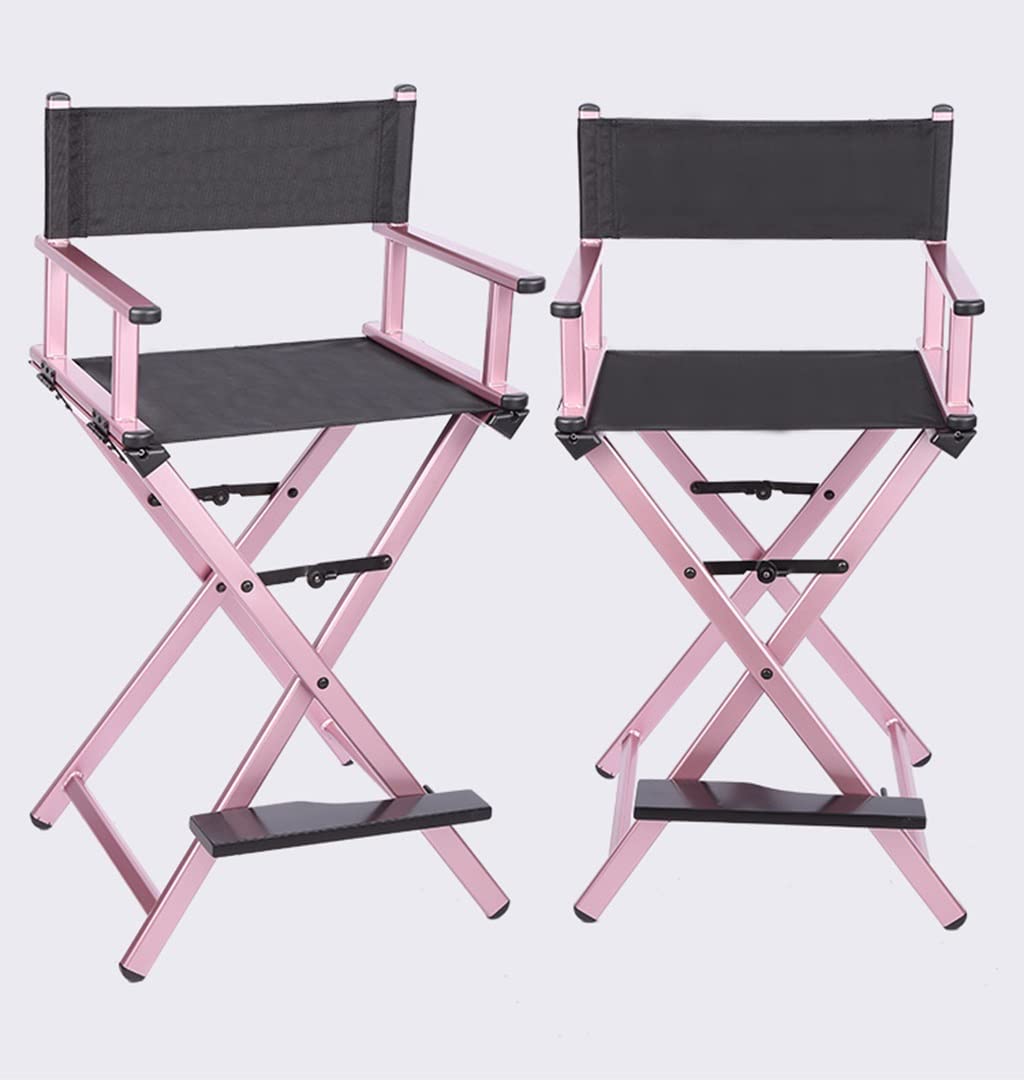 Pink Aluminum Foldable Makeup Artist Chair with Footrest V13156