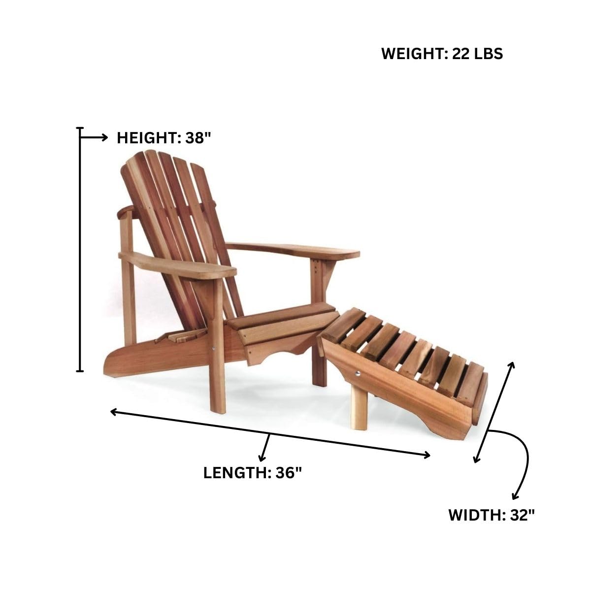 Adirondack Cedar Patio Chair & Ottoman T4735