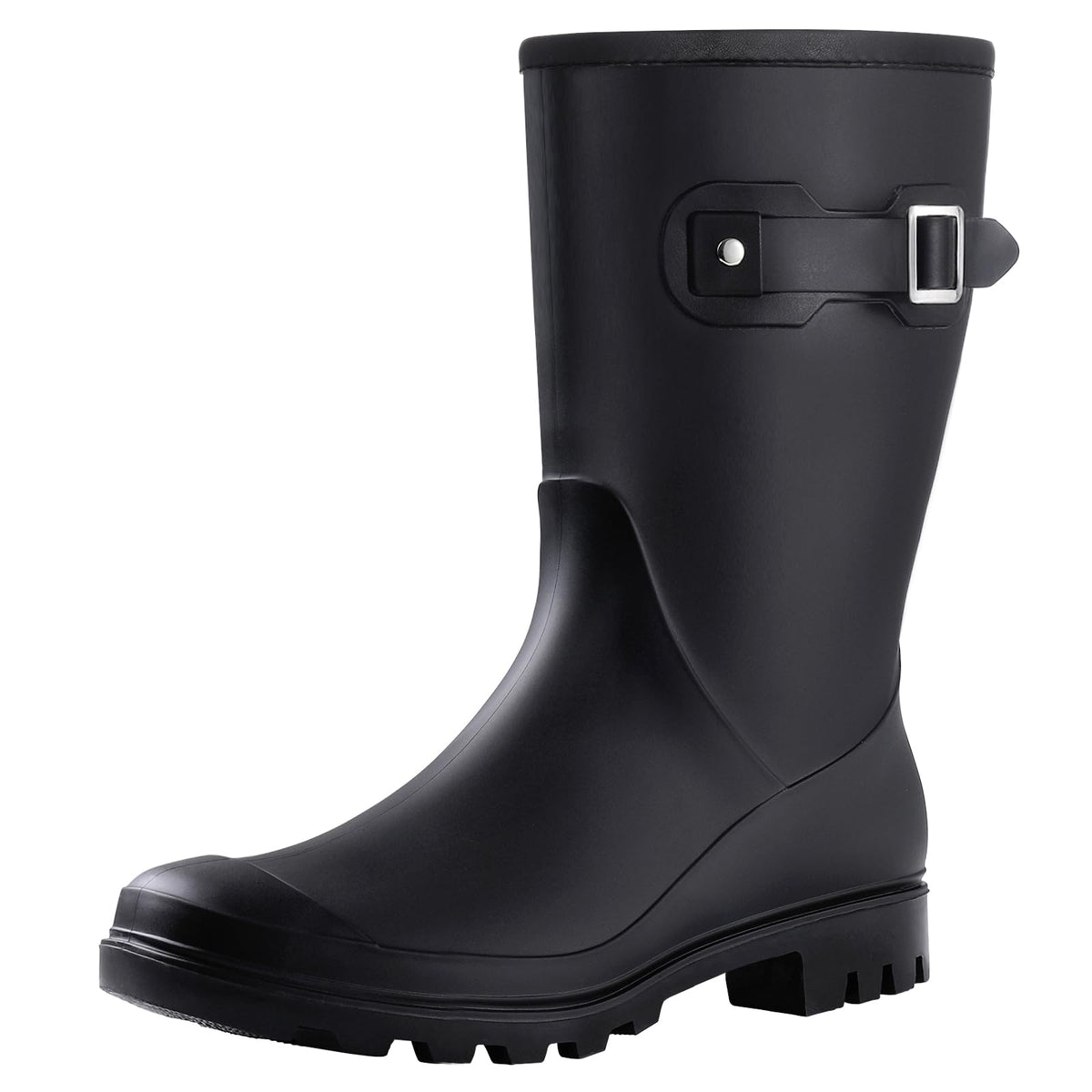 Mid Calf Waterproof Rain Boots with Buckle A3896