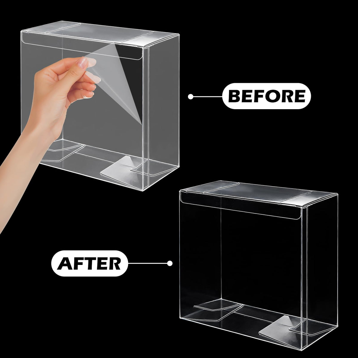 12 Pack Clear PET Plastic Display Storage Case 7.6 x 6.6 x 3.5 Inches Y917