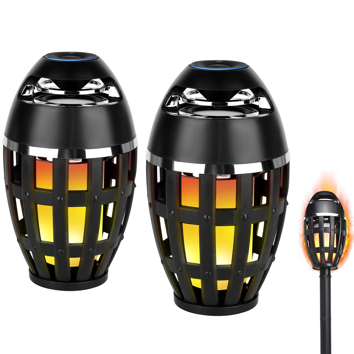 2 Pack Outdoor Bluetooth Flame Speakers with Stakes T85105