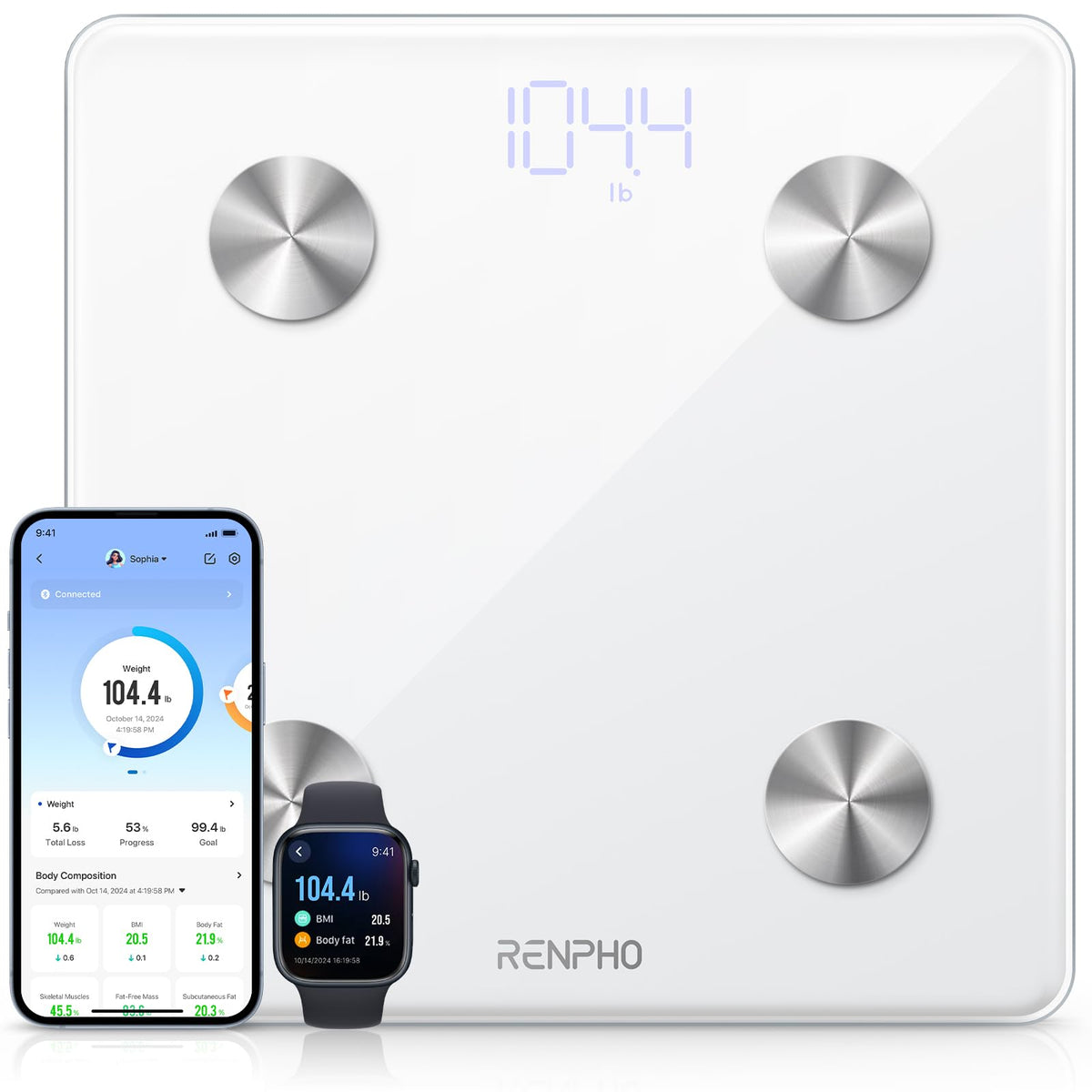 White Bluetooth Smart Scale J876719