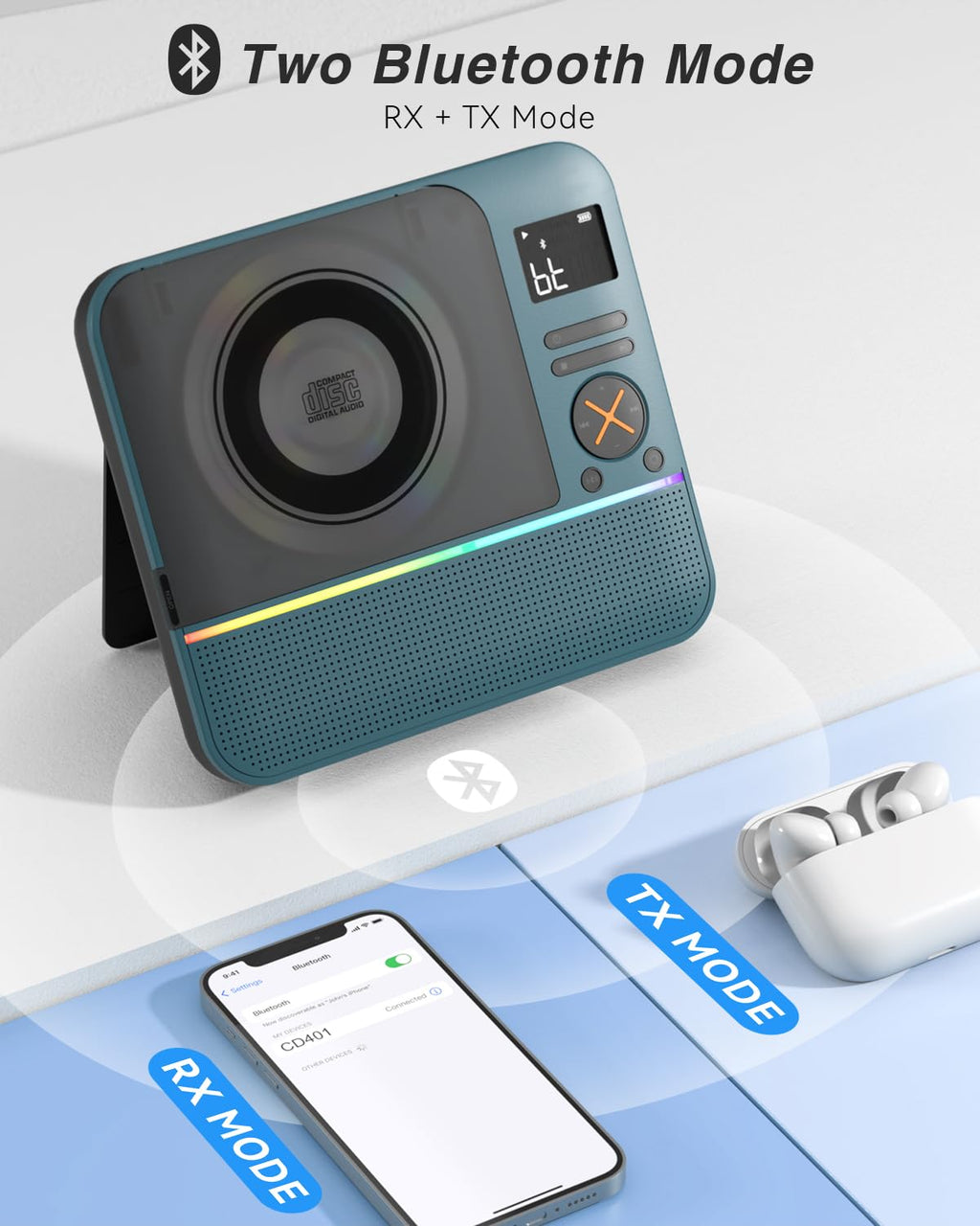 Portable CD Player with Bluetooth T8176