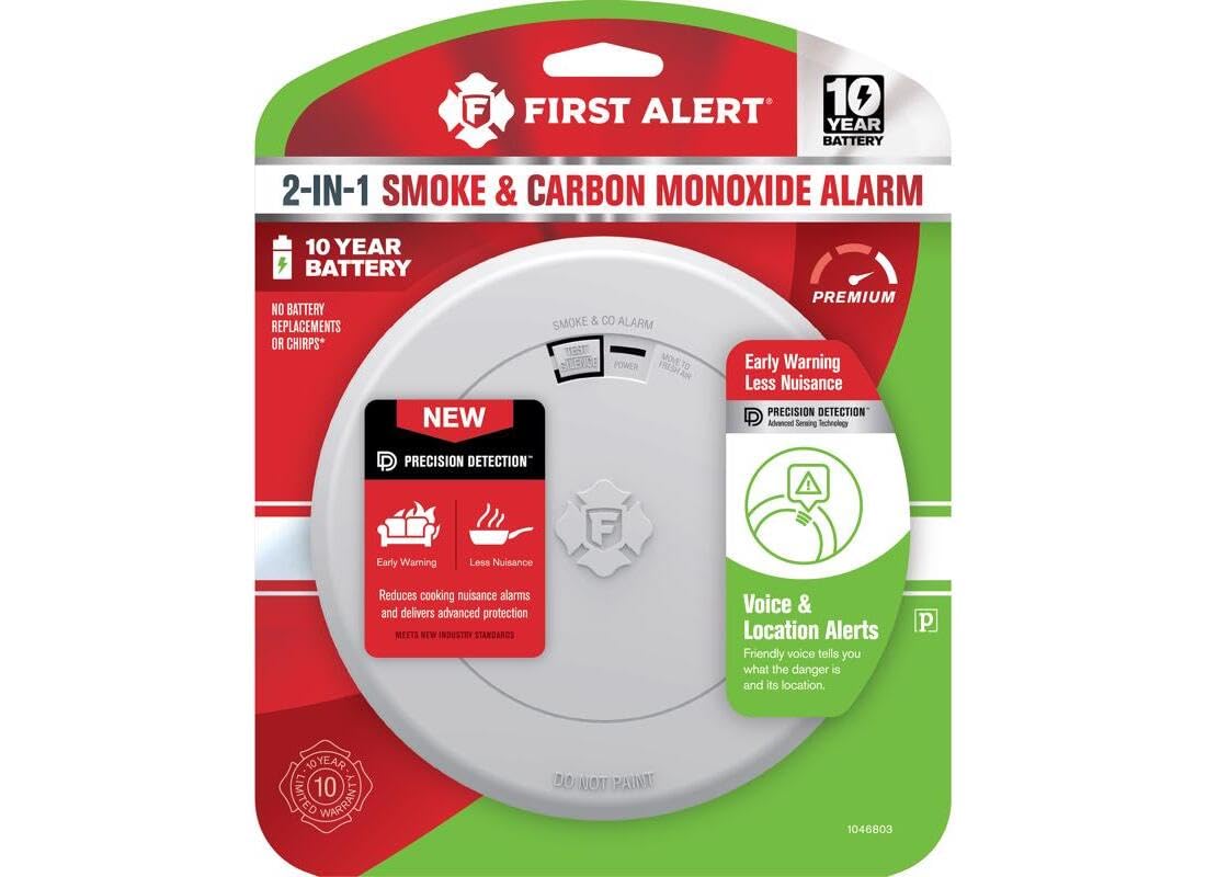 10 Year Battery-Powered Photoelectric Smoke and Carbon Monoxide Detector W6300