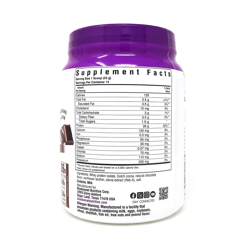 Whey Protein Isolate Powder, 26g Protein, No Sugar Added, Chocolate Flavor, 1 Lb N442279
