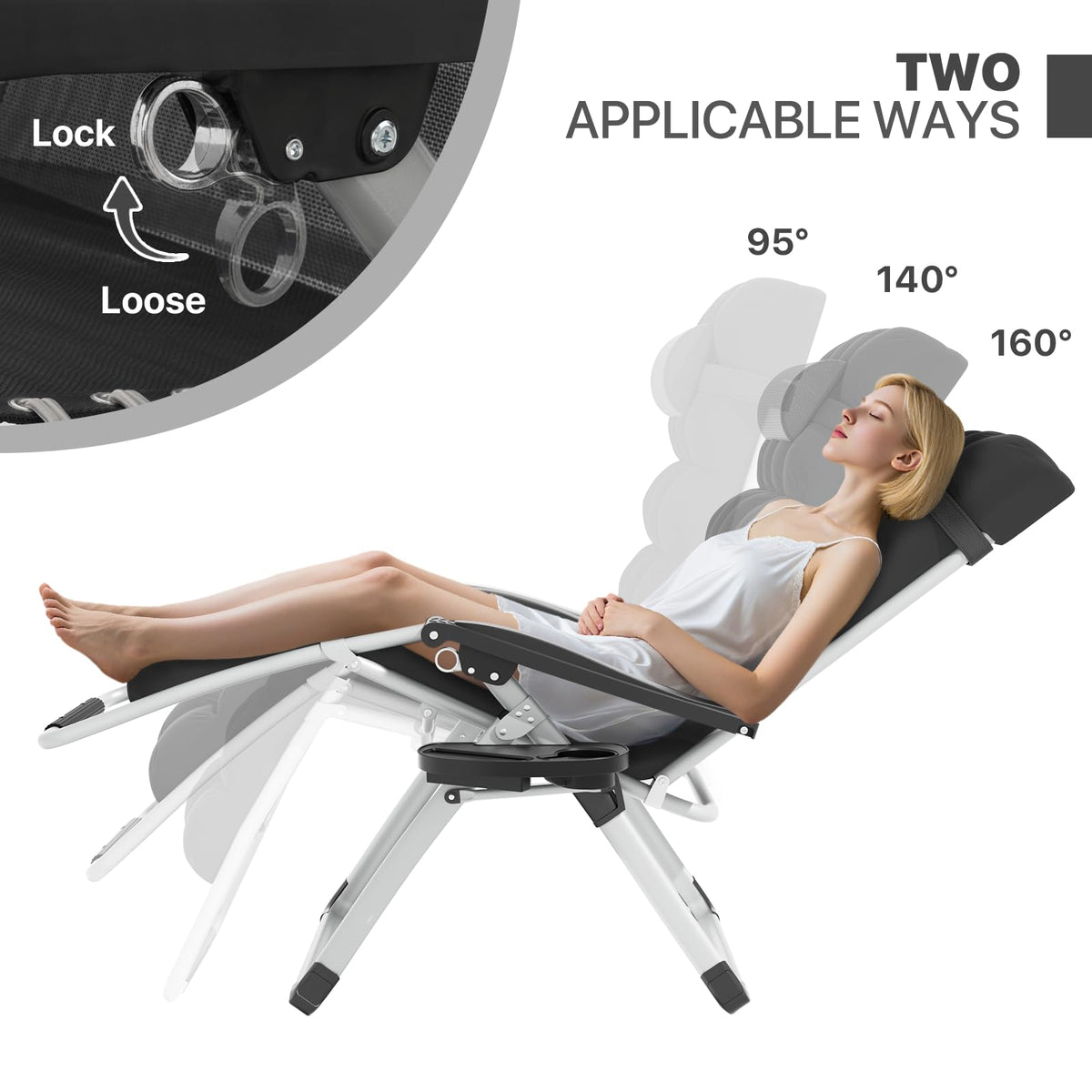 Zero Gravity Reclining Patio Lounge Chair, Black G5396