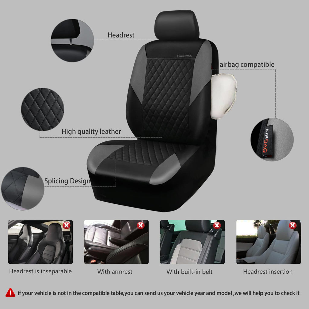Gray Quilting Leather Full Set Car Seat Covers Z5810