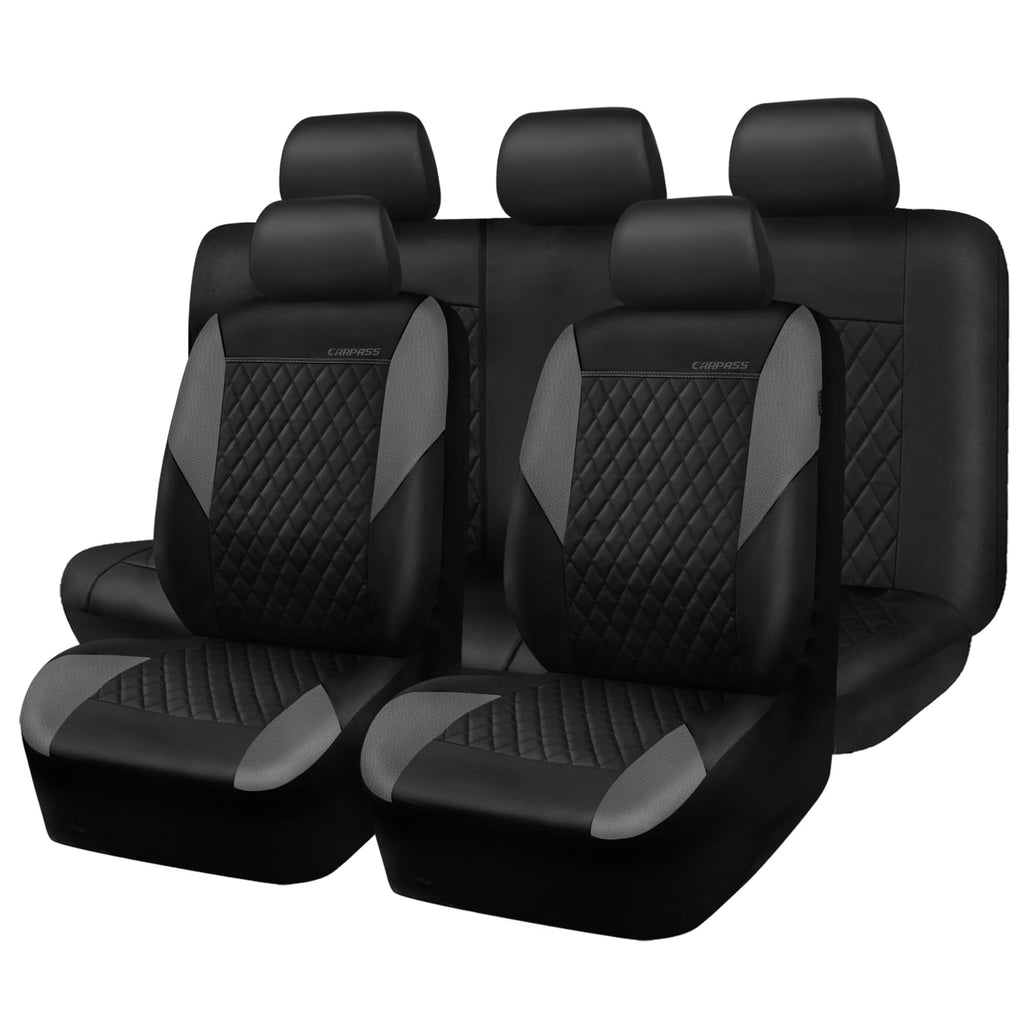 Gray Quilting Leather Full Set Car Seat Covers Z5810