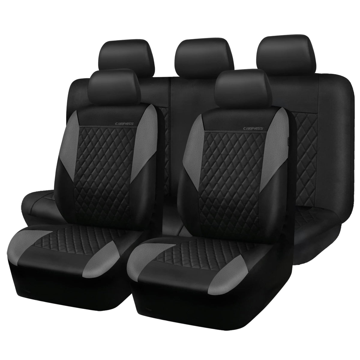 Gray Quilting Leather Full Set Car Seat Covers Z5810