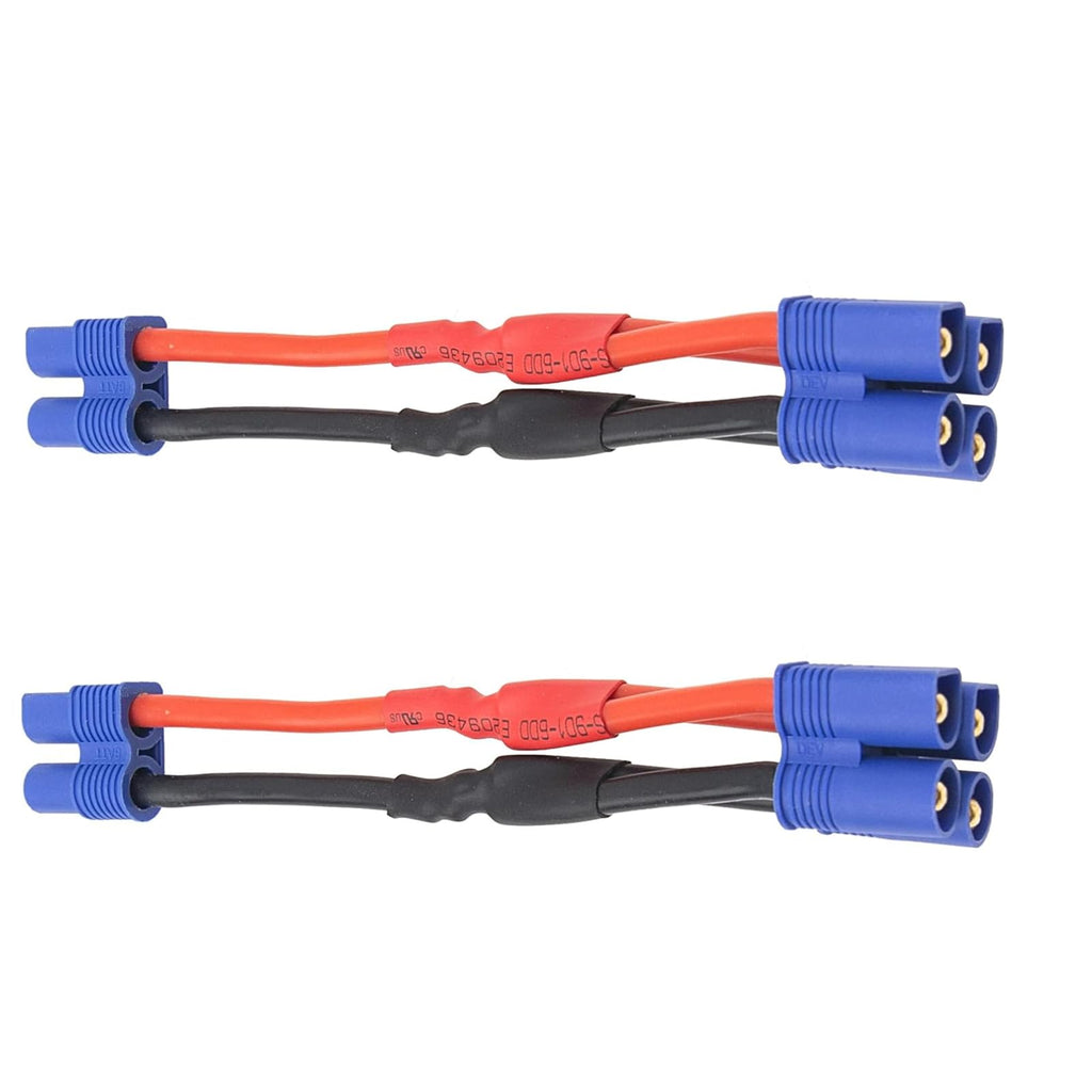 2Pcs EC3 Plug Parallel Battery Connector Cable 1 Female to 2 Male Adapter Y-Harness Splitter 10cm 14awg Silicone Wire Q7516