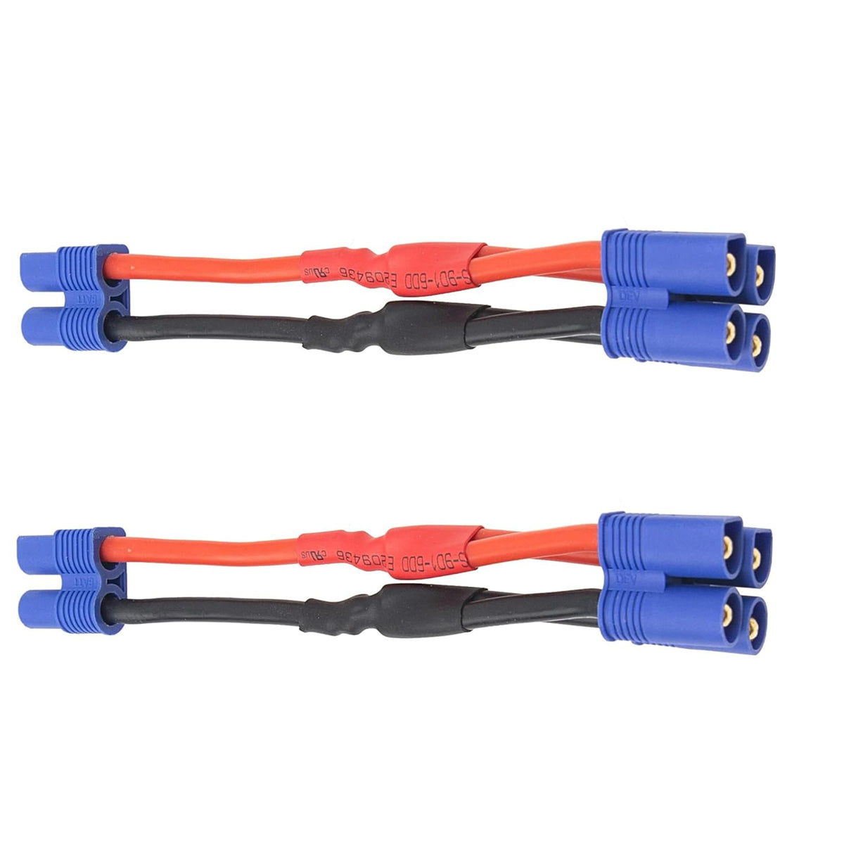 2Pcs EC3 Plug Parallel Battery Connector Cable 1 Female to 2 Male Adapter Y-Harness Splitter 10cm 14awg Silicone Wire Q7516