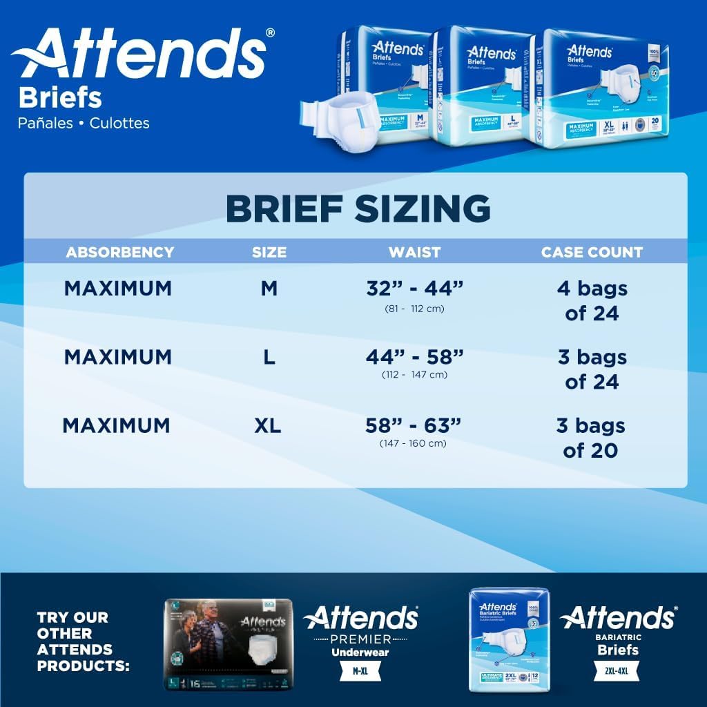 Adult Incontinence Briefs Medium Maximum Absorbency 24 Ct O606045