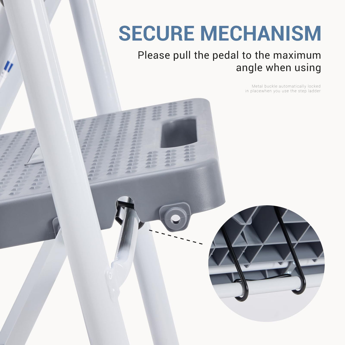 2 Step Ladder with Anti-Slip Pedal and Handrail, 800lbs, Grey Q18309
