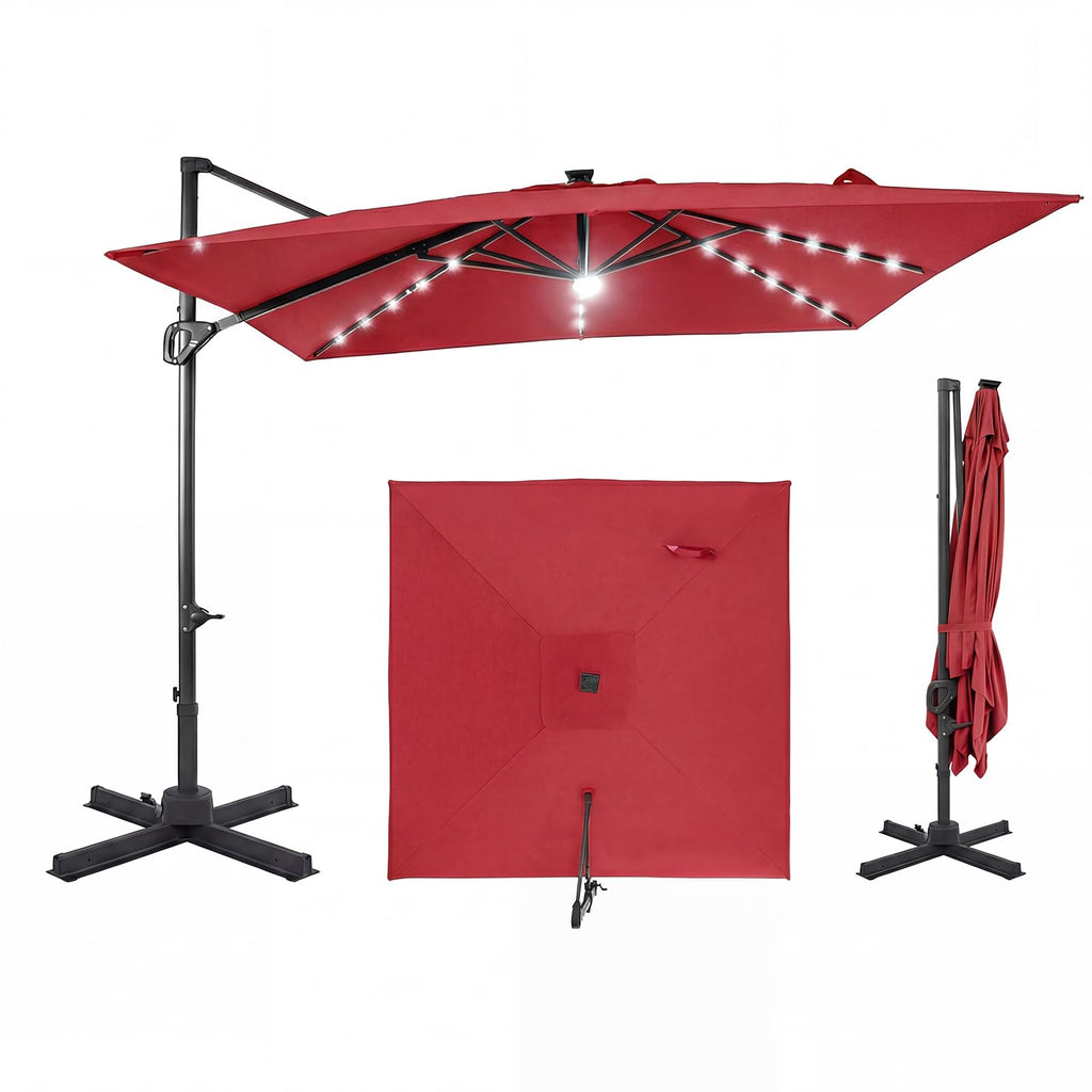 10ft Solar LED Patio Umbrella with Aluminum Pole S319900