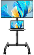 Rolling TV Stand with Wheels for 32-55Inch Screens up to 55lbs Black S3573
