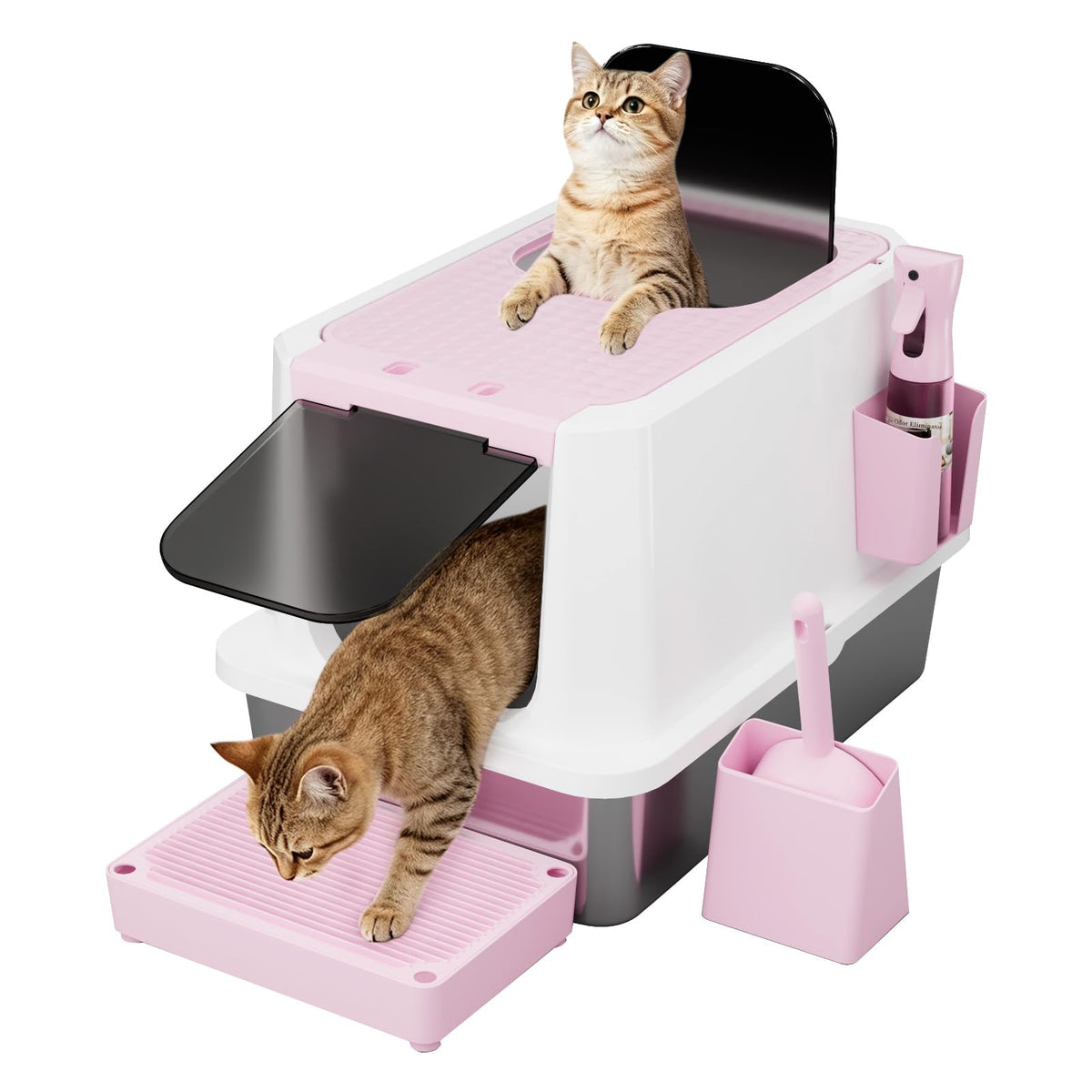 Stainless Enclosed High-Sided Covered Litter Box N627820