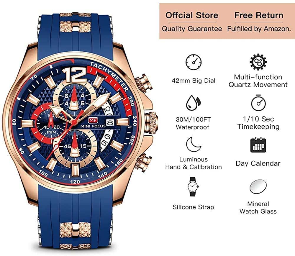 Men's Chronograph Waterproof Analog Quartz Watch Y7682