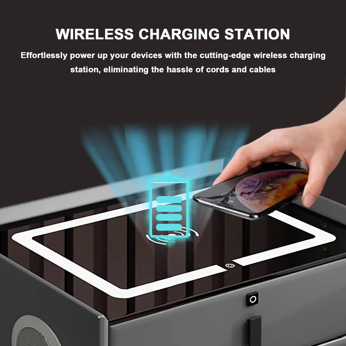 Orange 3 Drawer Nightstand with Wireless Charging and USB Port R92854