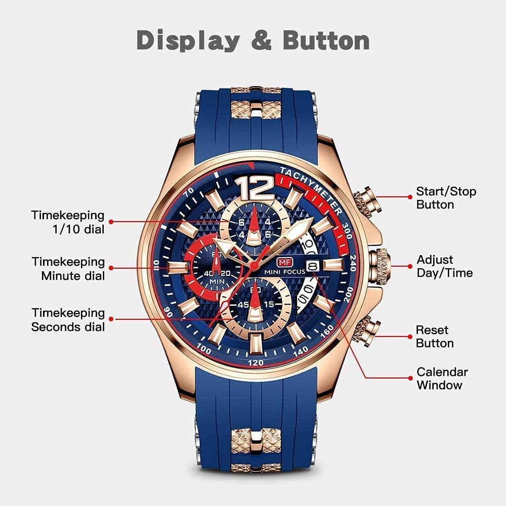 Men's Chronograph Waterproof Analog Quartz Watch Y7682
