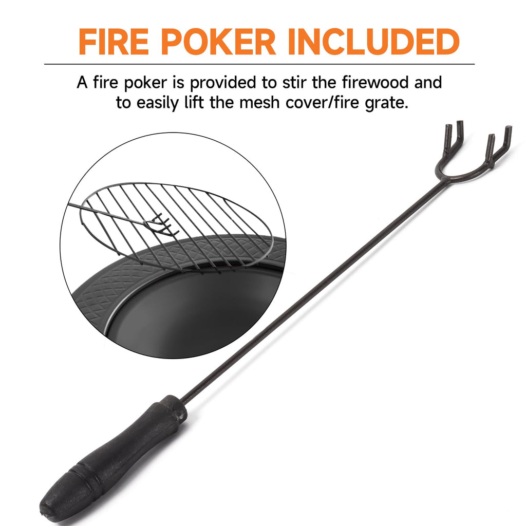 32-Inch Round Metal Fire Pit Table Set D799367