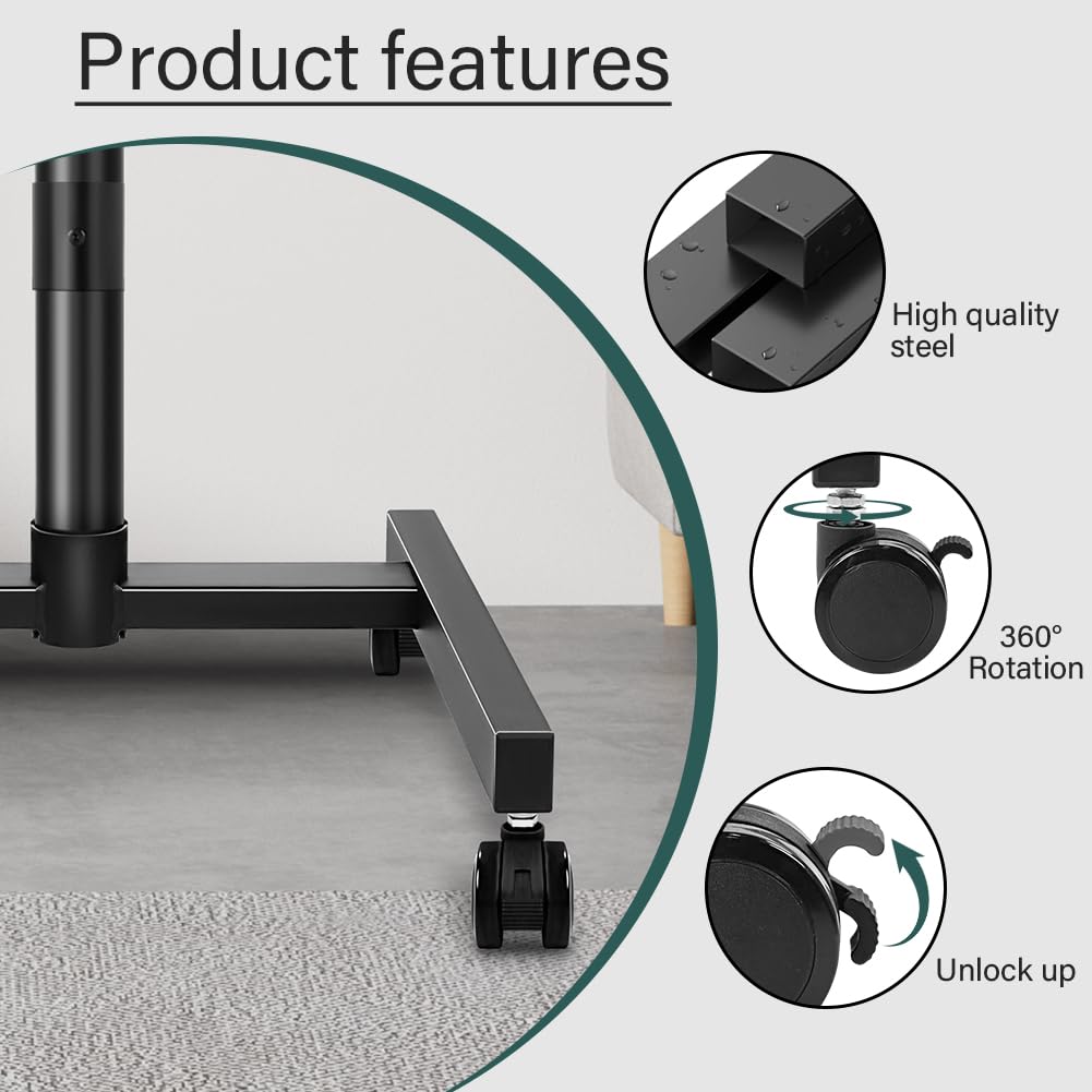 Rolling TV Stand with Wheels for 32-55Inch Screens up to 55lbs Black S3573