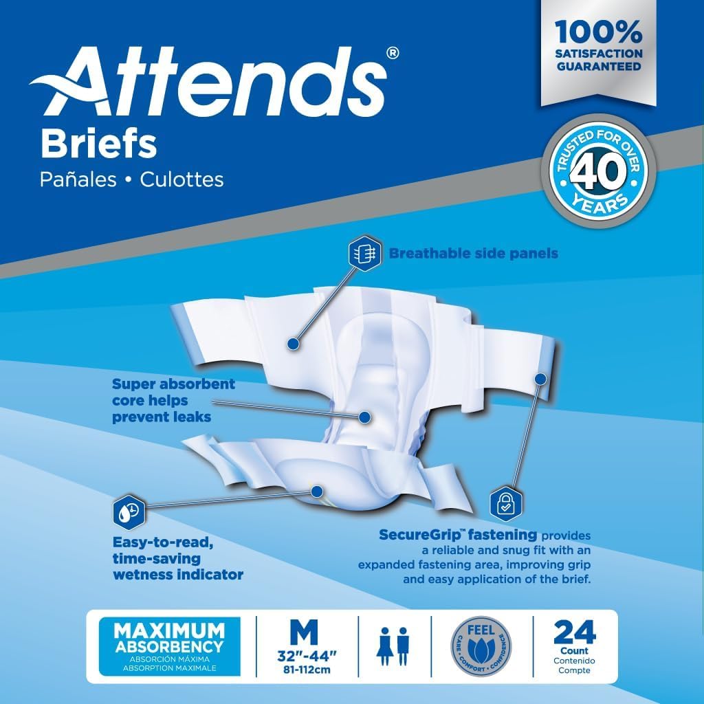 Adult Incontinence Briefs Medium Maximum Absorbency 24 Ct O606045