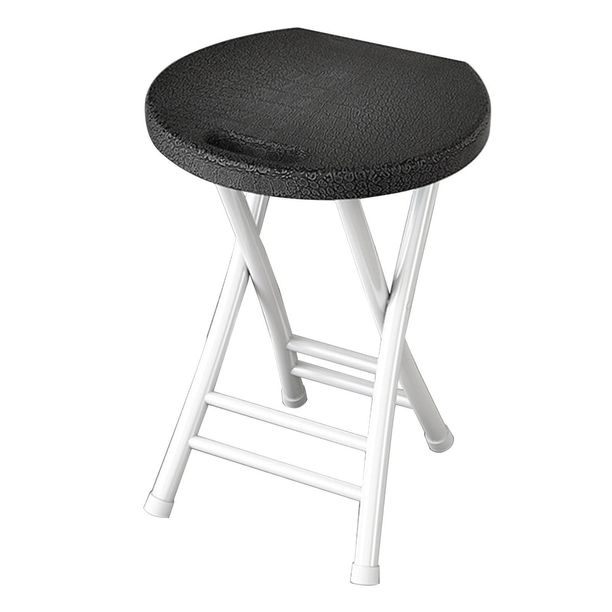 18 Inch Folding Stool with Handles, Plastic Seat, Metal Frame, 110 lbs Capacity S886370