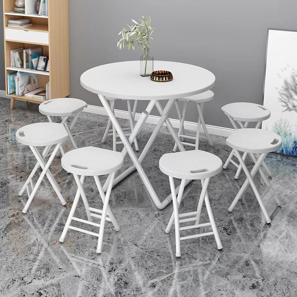 18 Inch Folding Stool with Handles, Plastic Seat, Metal Frame, 110 lbs Capacity S886370