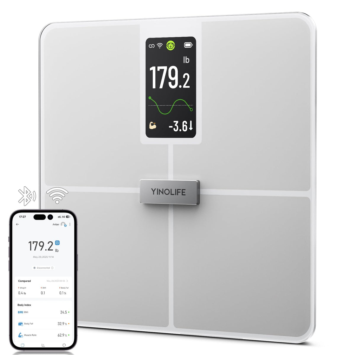 Digital Bathroom Weight Scale with 4.3" Color Display U66102