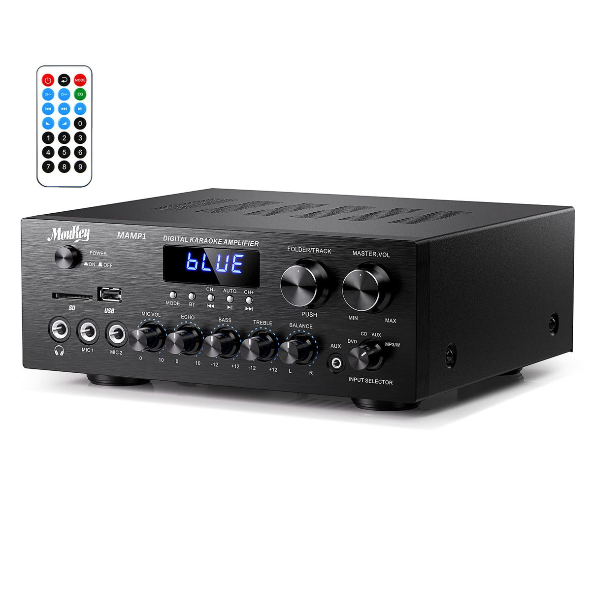 Bluetooth Stereo Receiver Amplifier with USB SD AUX RCA MIC, 400W Peak K175