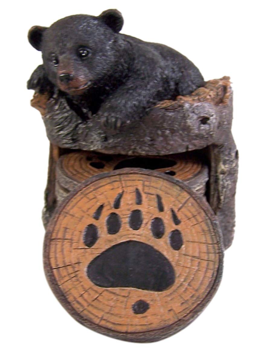 Black Bear Coaster Holder With 4 Coaster Set G116653