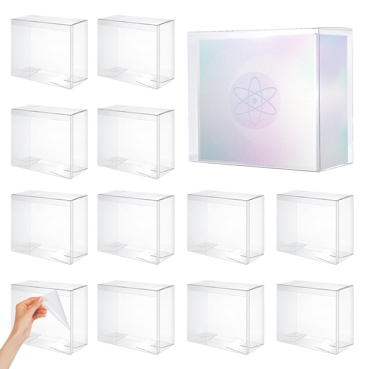 12 Pack Clear PET Plastic Display Storage Case 7.6 x 6.6 x 3.5 Inches Y917