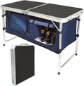 Folding Aluminum Camping Table with Storage Compartment Q521820