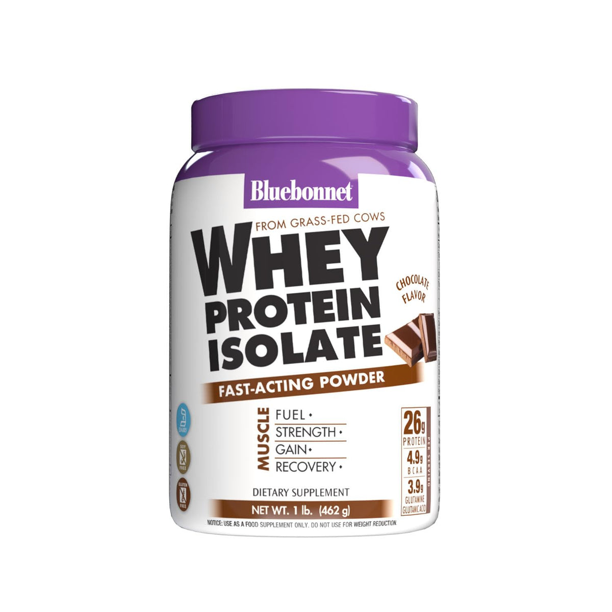 Whey Protein Isolate Powder, 26g Protein, No Sugar Added, Chocolate Flavor, 1 Lb N442279