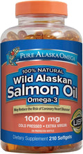 Omega-3 Wild Alaskan Salmon Oil 1000mg Softgels, 210 Count F1199