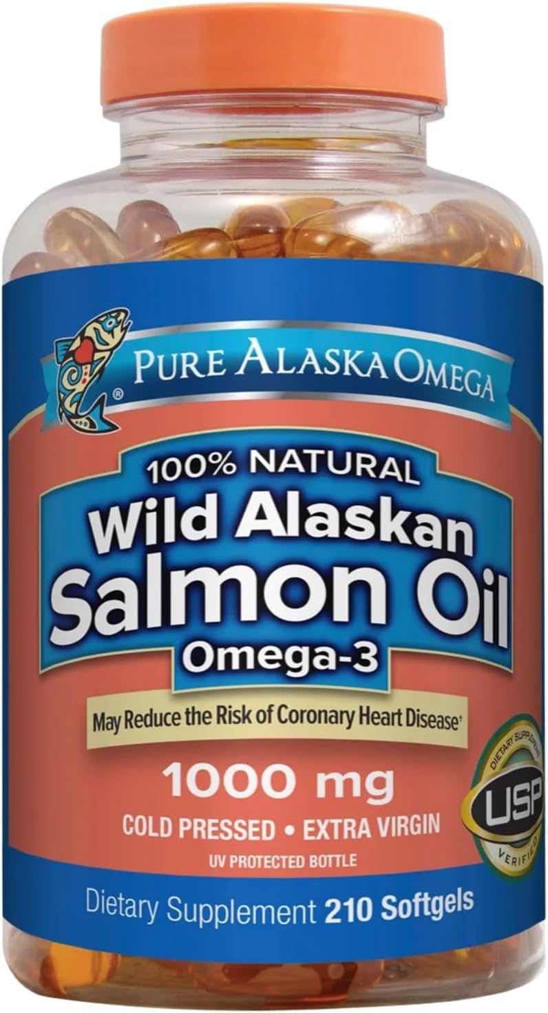 Omega-3 Wild Alaskan Salmon Oil 1000mg Softgels, 210 Count F1199