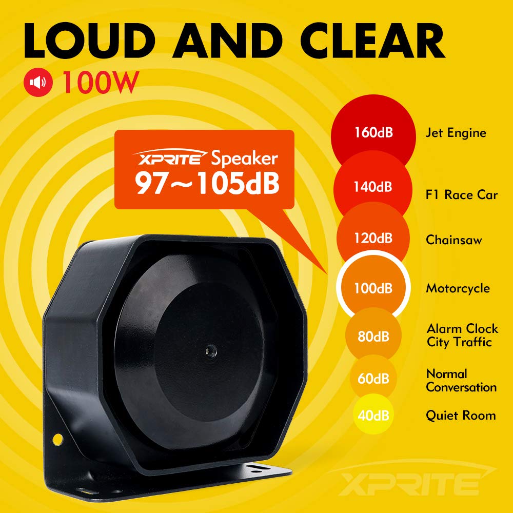 12V 100W 7 Tone Warning Speaker Siren Set with Microphone K108