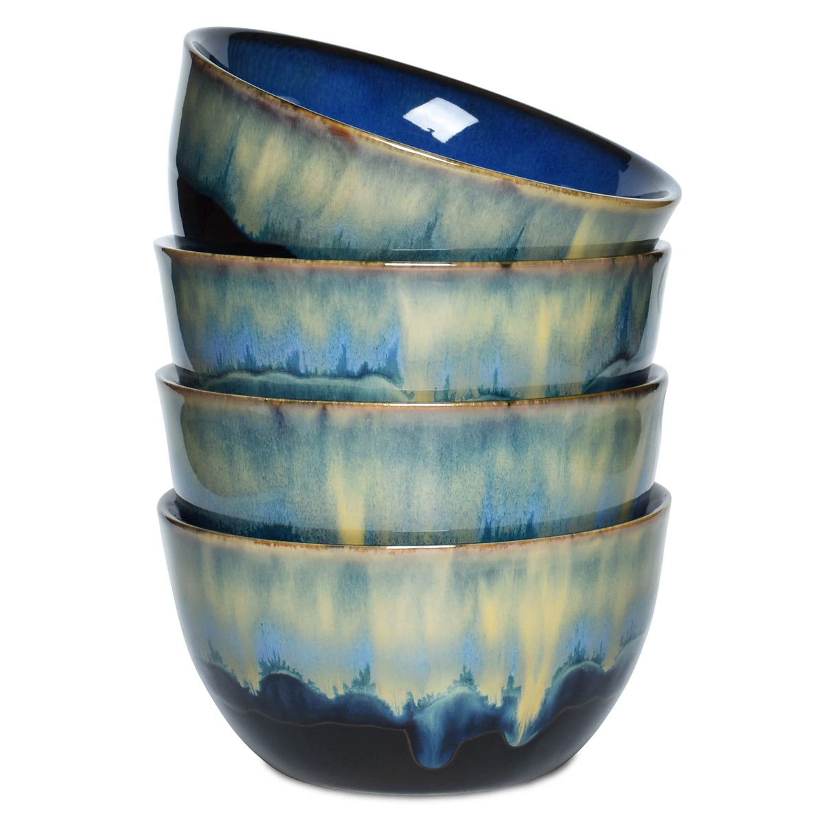 Blue Stoneware Cereal Bowls Set of 4, 26 Oz K599