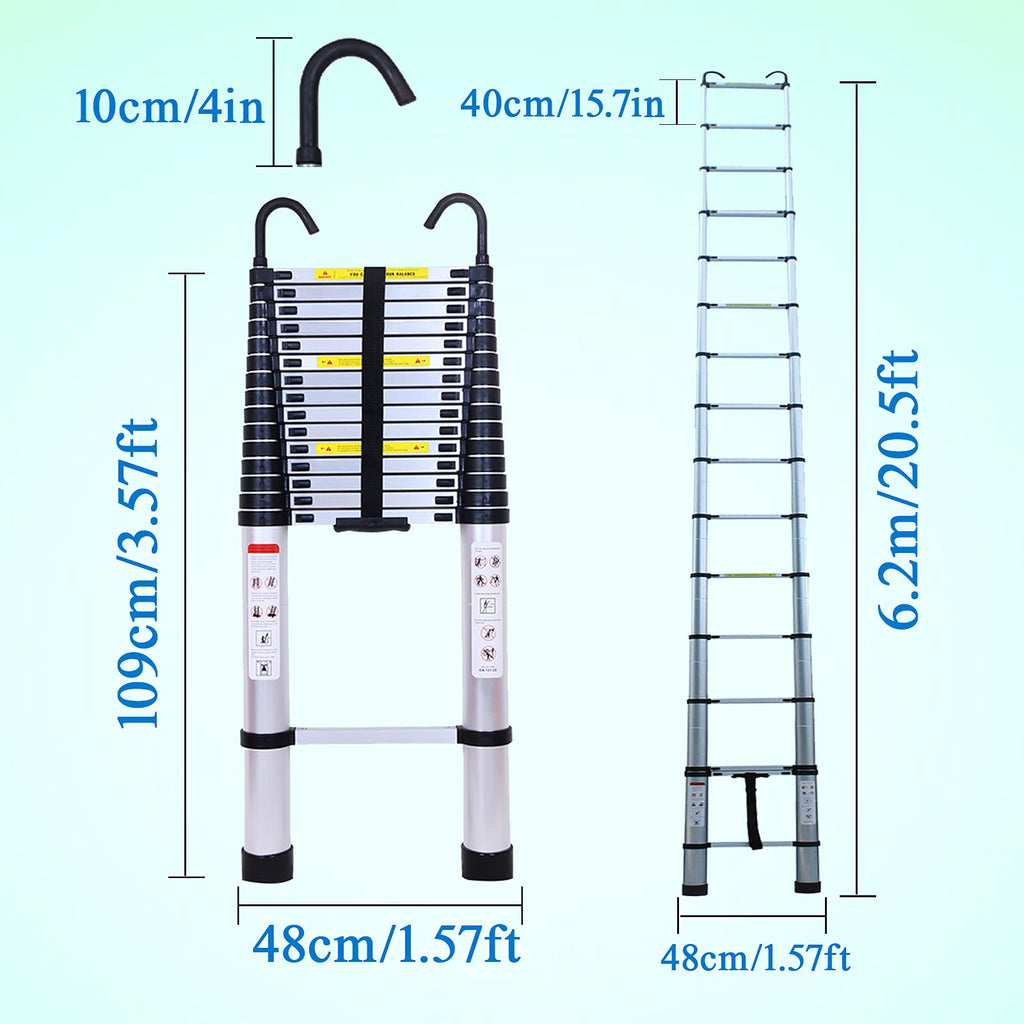 Collapsible Telescoping Ladder 20.5FT Aluminum Lightweight 330LB Capacity V81803