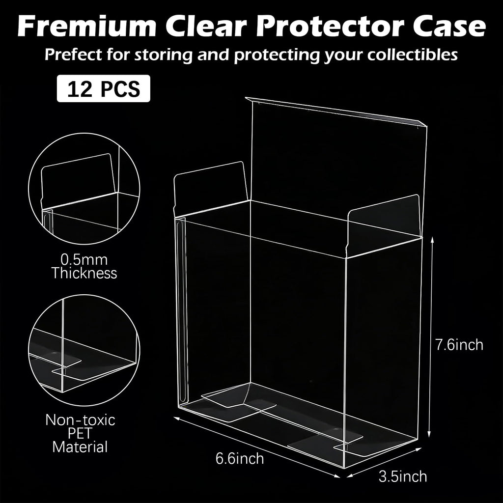 12 Pack Clear PET Plastic Display Storage Case 7.6 x 6.6 x 3.5 Inches Y917