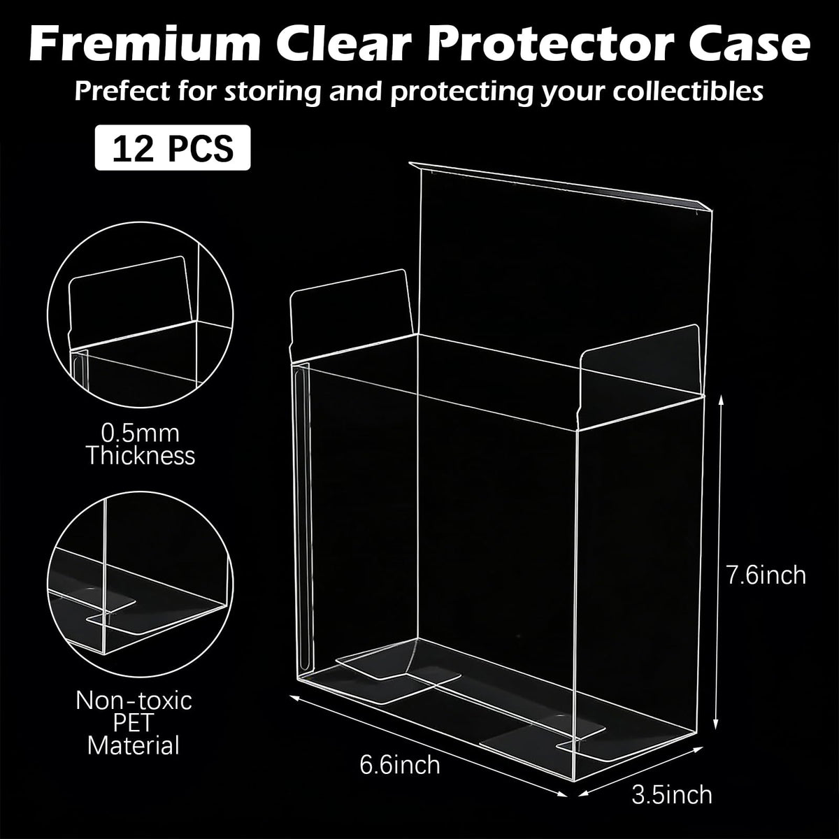 12 Pack Clear PET Plastic Display Storage Case 7.6 x 6.6 x 3.5 Inches Y917