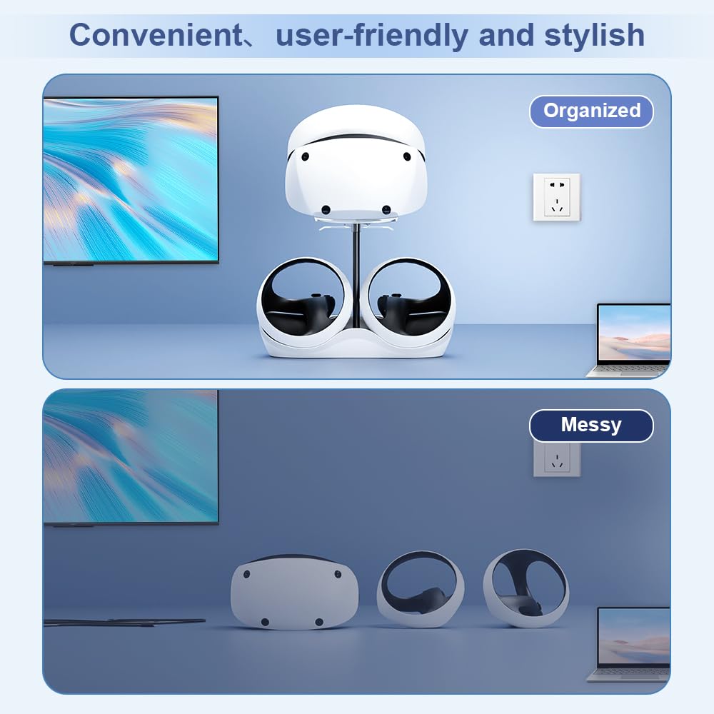 Charging Station with 7 RGB Light, Headset Display Stand, Dual Controllers Charger Dock Q855803