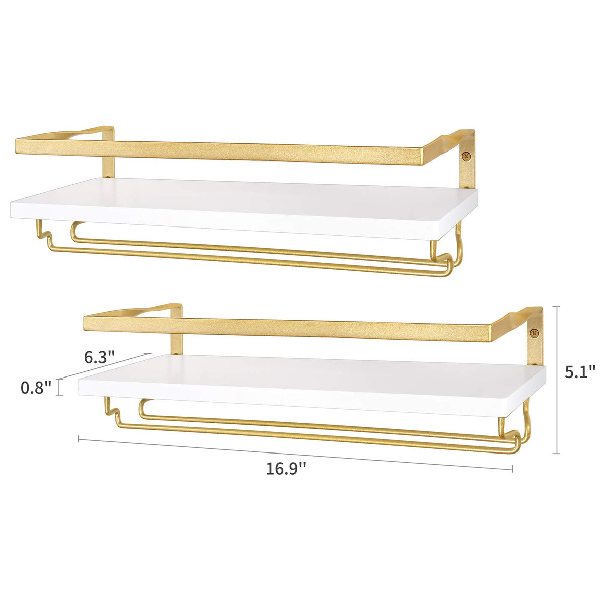 Wall Mounted Wine Rack with Glass Holder and Wood Shelf, 2 Pack N793